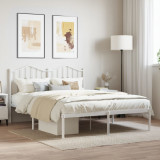 Cadru de pat metalic cu tablie, alb, 135x190 cm GartenMobel Dekor, vidaXL