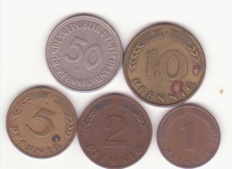 Germania (R.F.G.) set 5 monede 1950 - 1,2,5,10 și 50 pfennigs.