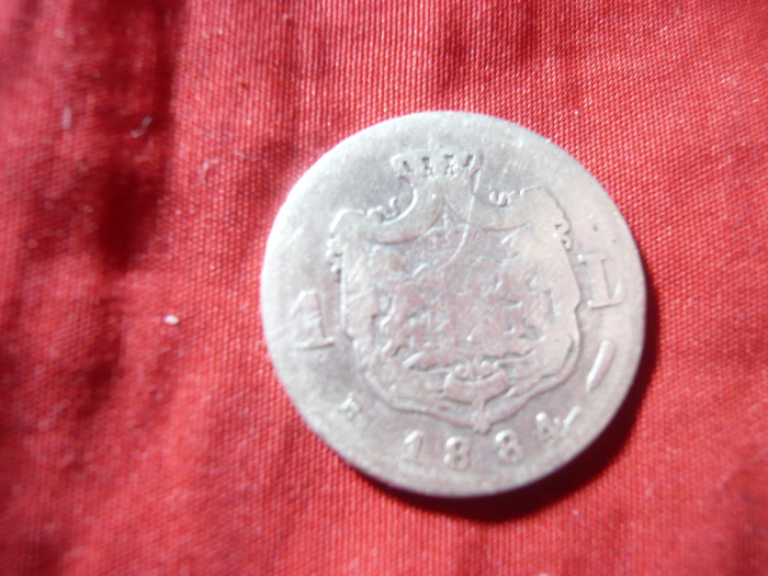 Moneda 1 leu 1884 Carol I , argint ,cal. mediocra
