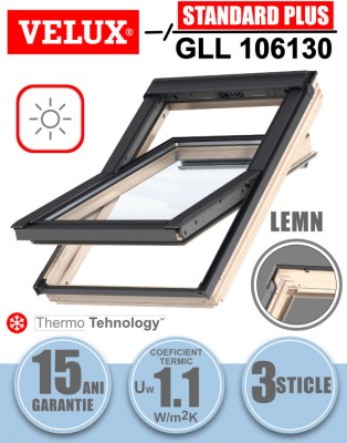Fereastra mansarda Velux GLL 106130 actionare solara, lemn, 3 sticle foto