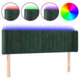 Cumpara ieftin Tablie de pat cu LED, verde inchis, 147x16x78/88 cm, catifea