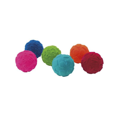 Set 6 mingiute colorate educative din cauciuc natural, 10 cm, Rubbabu EduKinder World foto