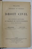 TRAITE THEORETIQUE ET PRATIQUE DE DROIT CIVIL - DES CONTRATS ALEATORIES DU MANDAT , DU CAUTIONNEMENT DE LA TRANSACTION par G. BAUDEY - LACANTINERIE