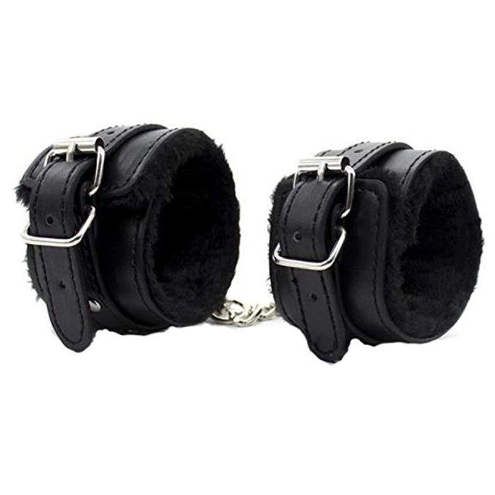 Catuse Legat Maini Bondage Piele Eco Puf Lant Legatura Fetish BDSM Negru