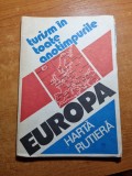 europa harta rutiera - turism in toate anotimpurile - dimensiuni 94/65 cm - 1989