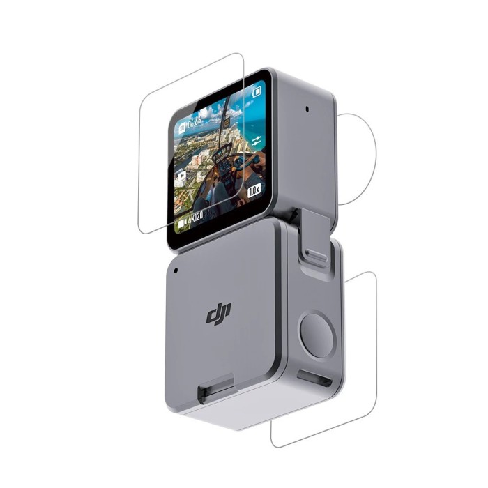 Set sticla protectie display si lentila Telesin, pentru camera DJI Action 2, pachet dublu