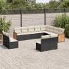 Gossi set canapele de gradina, 12 piese, cu perne, negru, poliratan