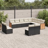 Gossi set canapele de gradina, 12 piese, cu perne, negru, poliratan
