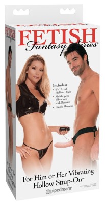 Strapon Realistic Hollow, Unisex, cu vibratii reglabile, 17 cm x 4,5 cm# foto