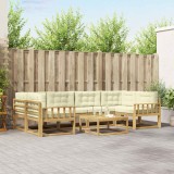 vidaXL Set de canapele de exterior cu pernă 5 pcs Alb și crem 3386124