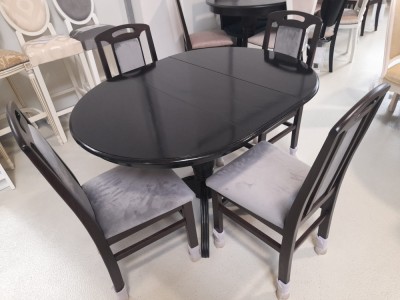 SET GREY MASA 90cm restransa-120 cm extinsa, latime 90 + 4 SCAUNE PERSONALIZABIL PE CULORI foto