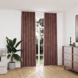 Draperii Opace Catifea Roz Antichizat 140x245 cm, 2 buc, vidaXL, Carlige Metalice, Blocare Lumina
