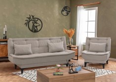 Set canapea 3 locuri extensibila si fotoliu Santo Crem