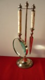 SET DE BIROU LUPA SI CUTIT DE SCRISORI ARGINTATE CU MANER DE SIDEF