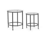 Cumpara ieftin Set 2 masute cafea otel negru sticla securizata Zelena &Oslash;38x46h; &oslash;46x51h