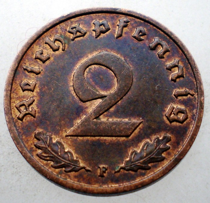 2.659 GERMANIA WWII 2 REICHSPFENNIG 1939 F XF