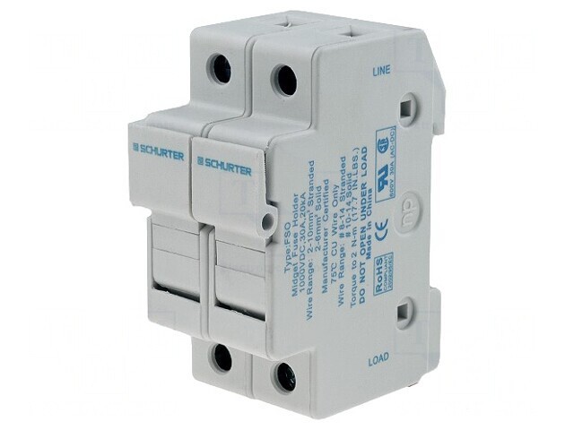 Clemă siguranțe cilindrice 10,3x38mm pentru șină DIN 30A