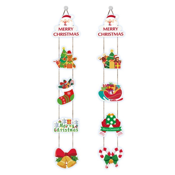 Set 2 decoratiuni de craciun, flippy, de agatat, pentru usa, sfoara inclusa, 21 cm/28 cm, din hartie 350g, multicolor