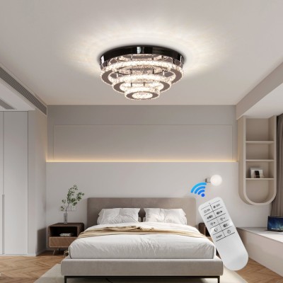 Lustra LED Cristal LLC151/500CH, 64W, 3 Elemente, lumina Rece/Calda/Neutra, Dimabila, Crom Lucios ModernLight Concept foto