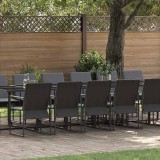 vidaXL Set de masă pentru grădină 17 pcs Negru Oțel