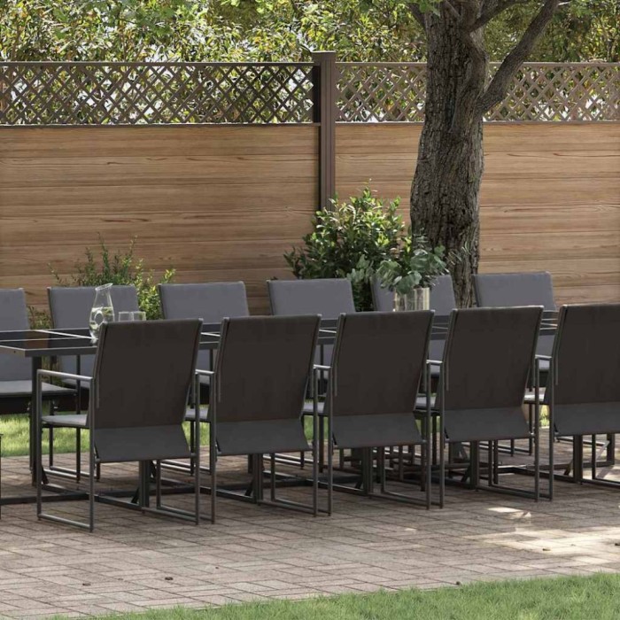 vidaXL Set de masă pentru grădină 17 pcs Negru Oțel 3335867