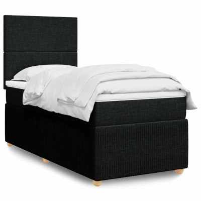 vidaXL Pat box spring cu saltea, negru, 80x200 cm, textil 3291878 foto