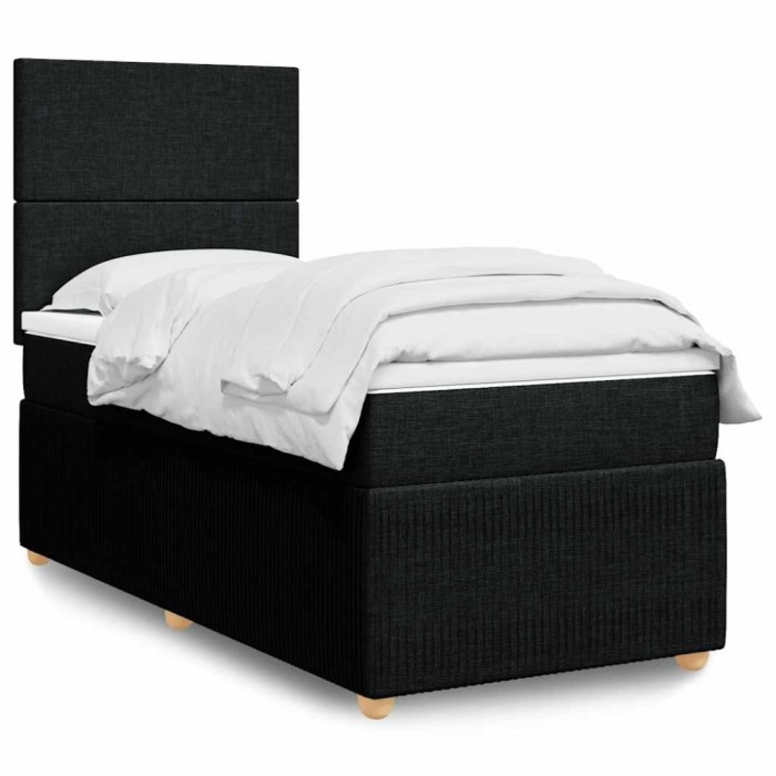 vidaXL Pat box spring cu saltea, negru, 80x200 cm, textil 3291878