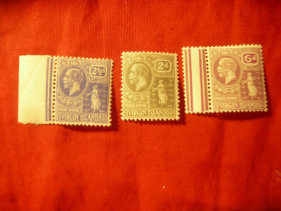 Serie mica I-le Virgine Britanice ,George V 1922 ,3 valori ,urma sarniera foto