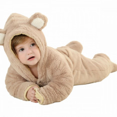 Pijama intreaga Kigurumi Onesie, model ursulet, lungime 80cm, culoare maro foto