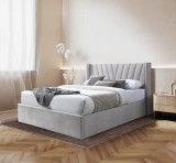 Cumpara ieftin Pat Tapitat 180x200 Crem cu Somiera Metalica Rabatabila si Spatiu Depozitare LUDOL Prestige 2