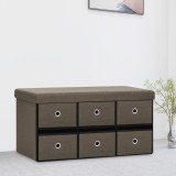 vidaXL Bancă depozitare pliabilă, maro, 76x38x38 cm, imitație p&acirc;nză
