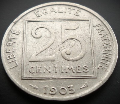 Moneda istorica 25 CENTIMES - FRANTA, anul 1903 * cod 2268 foto