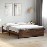 VidaXL Cadru de pat, stejar maro, 140x200 cm, lemn prelucrat și metal 3279891