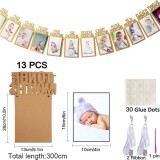 Cumpara ieftin Banner foto pentru 13 fotografii, primul an de viata a bebelusului, Gerhannery, hartie, textil, maro