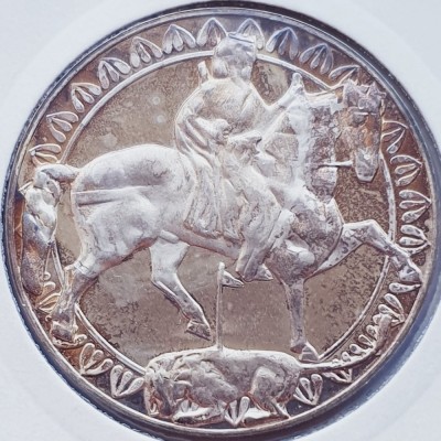 360 Bulgaria 50 Leva 1981 Madara Equestrian Figure km 135 argint foto