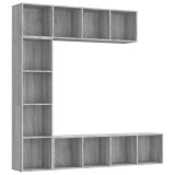 Cumpara ieftin Set dulap TV/carti, 3 piese, sonoma gri, 180x30x180 cm