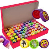 Set 60 stampile multicolore pentru copii, cu animale si emoticoane