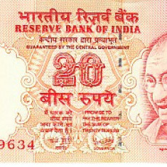 M1 - Bancnota foarte veche - India - 20 rupii - 2007