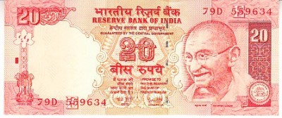 B1112 - Bancnota foarte veche - India - 20 rupii - 2007 foto