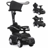 AIYAPLAY Rutschauto 3-&icirc;n-1 cu bară de &icirc;mpins Mercedes-Benz vehicul de &icirc;mpins cu volan claxon muzică copertină spațiu depozitare Negru | Aosom Romania