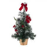 Brad Decorativ de Masă, &Icirc;nzăpezit, 50cm, Lumini LED Aurii, Oem