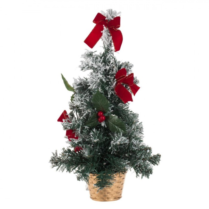 Brad Decorativ de Masă, &Icirc;nzăpezit, 50cm, Lumini LED Aurii