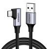 Cablu Date si Incarcare USB-A - USB-C UGREEN US385 Angled, 60W, 1m, Gri