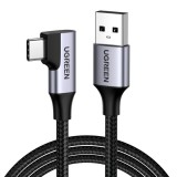 Cablu Date si Incarcare USB-A - USB-C UGREEN US385 Angled, 60W, 1m, Gri