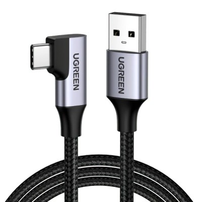 Cablu Date si Incarcare USB-A - USB-C UGREEN US385 Angled, 60W, 1m, Gri foto