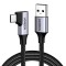 Cablu Date si Incarcare USB-A - USB-C UGREEN US385 Angled, 60W, 1m, Gri