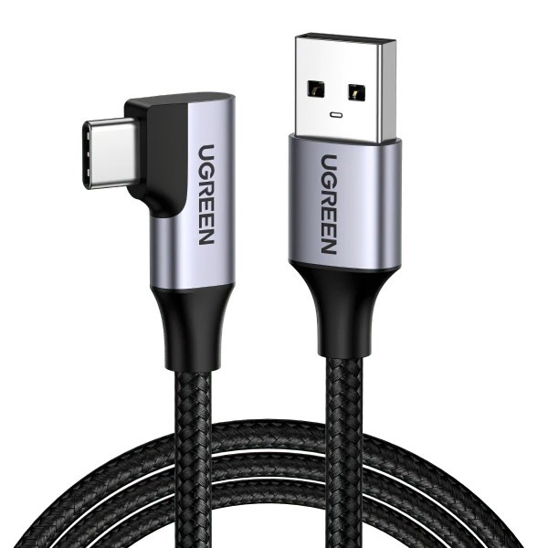 Cablu Date si Incarcare USB-A - USB-C UGREEN US385 Angled, 60W, 1m, Gri