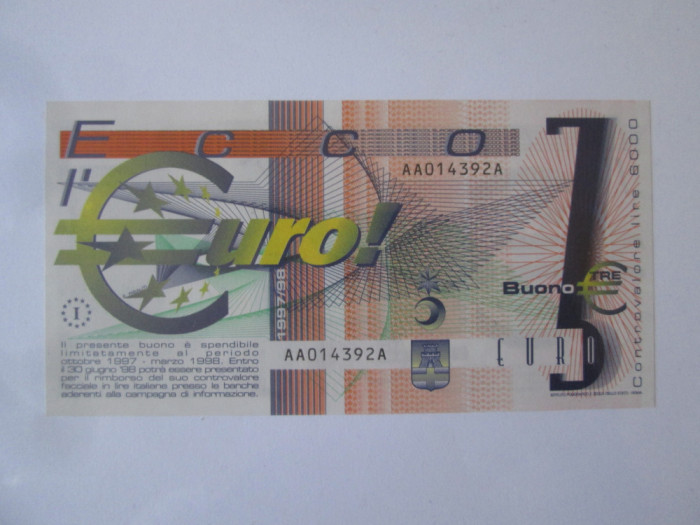 Italia 3 Euro 1997/98 Specimen UNC Fiesole și Pontassieve