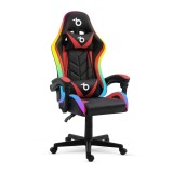 RGB LED-uri scaun gamer - cu armura, perna - negru rosu