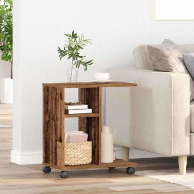 vidaXL Masă laterală cu raft Lemn vechi 50 x 30 x 55 cm Lemn compozit 869144 foto